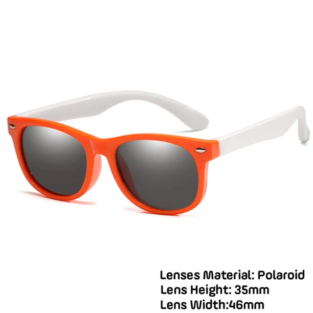 LongKeeper Kids Polarized Sunglasses TR90 Boys Girls Sun Glasses Silicone Safety Glasses Gift For Children Baby UV400 Eyewear orange white