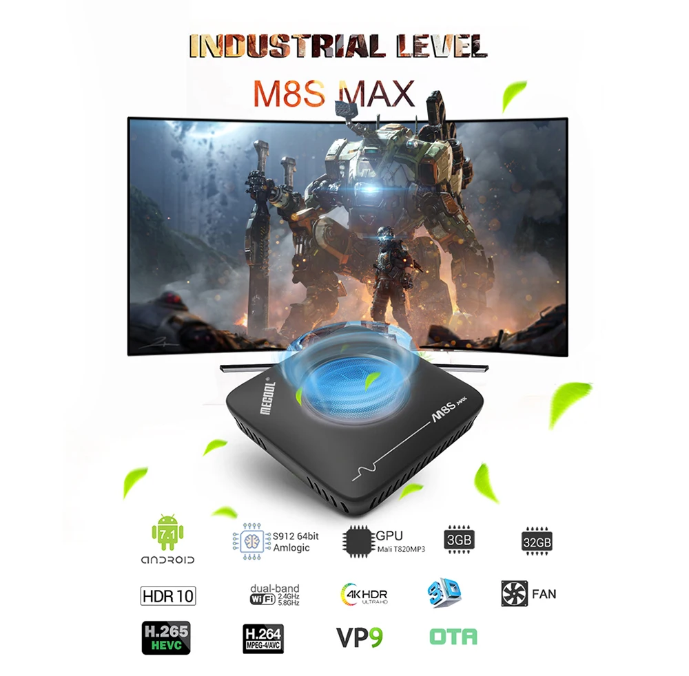 ТВ приставка MECOOL M8S Max Android 7 1 Amlogic S912 3 Гб ОЗУ 32 ПЗУ 2 4G + 5 8G двухдиапазонный Wi Fi Bluetooth 4