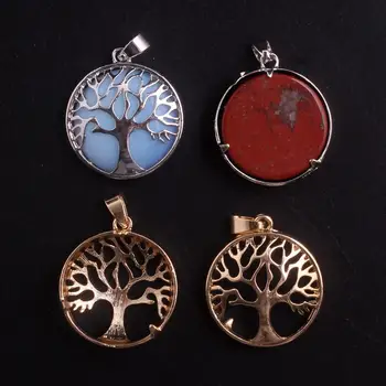

50 Pcs Druzy Tree of Life Natural Stone Necklace Pendant 7 Chakra Power Healing Pendants Necklace Earing DIY Jewelry Making
