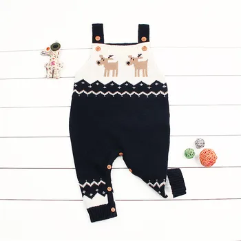 

Baby Costume Christmas Newborn Rompers Cute Unisex Baby Clothing Xmas Deer Pattern Knitted Long Sleeve Romper One Piece Jumpsuit