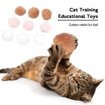 

3 Colors Toy Ball Cat Toy Puzzle Training Ball Cotton Ball Rabbit Hair Ball Toy Suitable For Cat Playing Grinding Claw Cat Toys