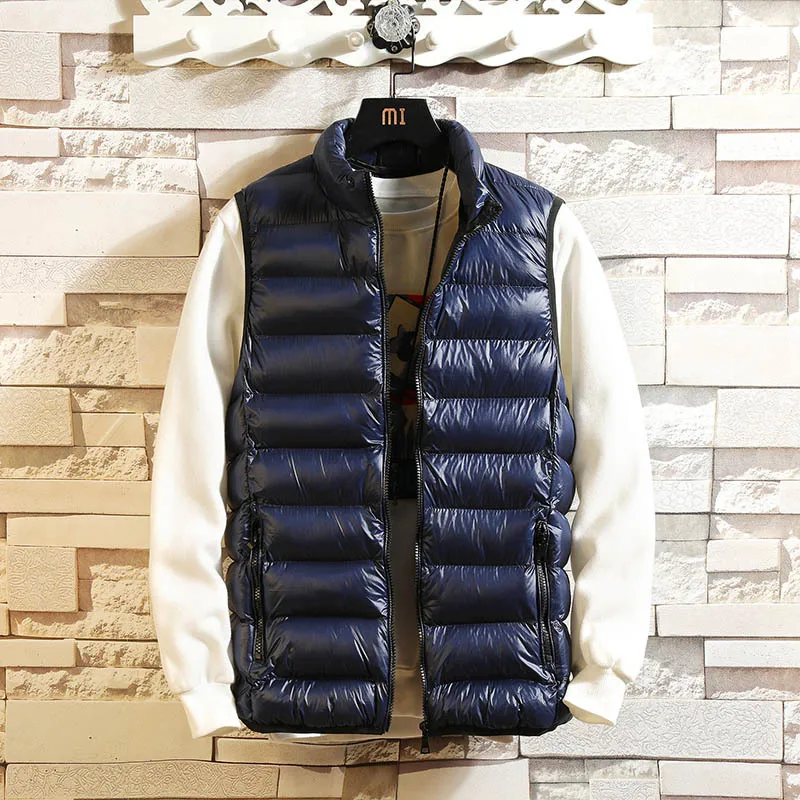 

Autumn And Winter New Style Men's Japanese-style Stand Collar Large Size Thin down Feather Cotton Vest Teenager Students Loose C