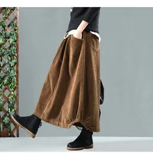 Осень новинка Ретро арт юбка Вельветовая бутон юбка дикая хлопковая юбка Свободная Женская юбка