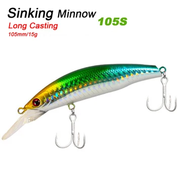 

Trulinoya DW13 Super Minnow Simuation Fish 105mm 15g Heavy Lure Dive deep2.5m Hard Bait Fishing Lure VMC Hook