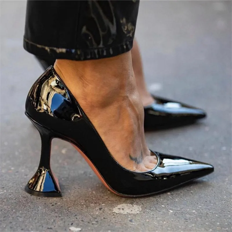 

2019 Fashion Designer Strange Heels Women Pumps Sexy High Heels Pointed Toe Shallow Pumps Office Lady Dress Shoes Woman Pumps