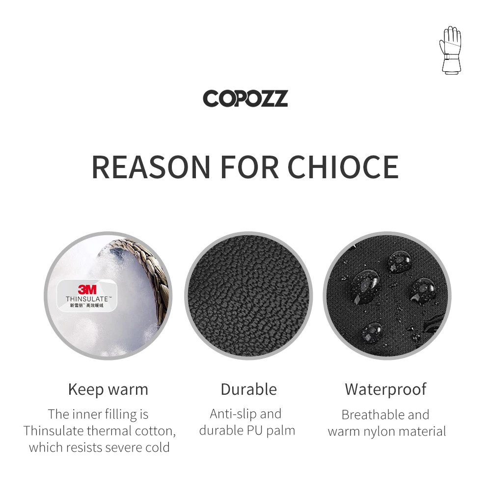 COPOZZ 20602 Men Women Ski Gloves Ultralight Waterproof Winter Warm Gloves Snowboard Gloves Motorcycle Riding Snow Windproof Gloves - Image 4