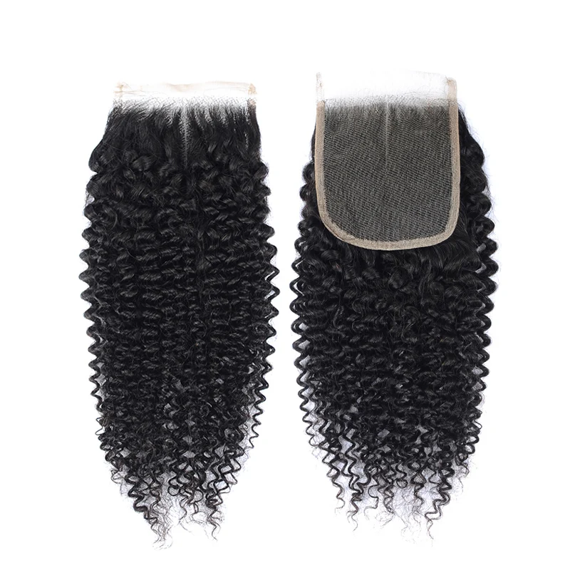 Remyblue Peruvian Hair Bundles With Closure Natural Color Afro Kinky Curly Human Hair 3 Bundles With Closure Remy Hair Bundles