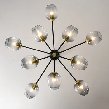 

Modern Metal LED Chandelier Lighting Lustre Living Room Villa Interior Decor Pendant Lamp Lighting Glass Ball Kitchen Fixtures