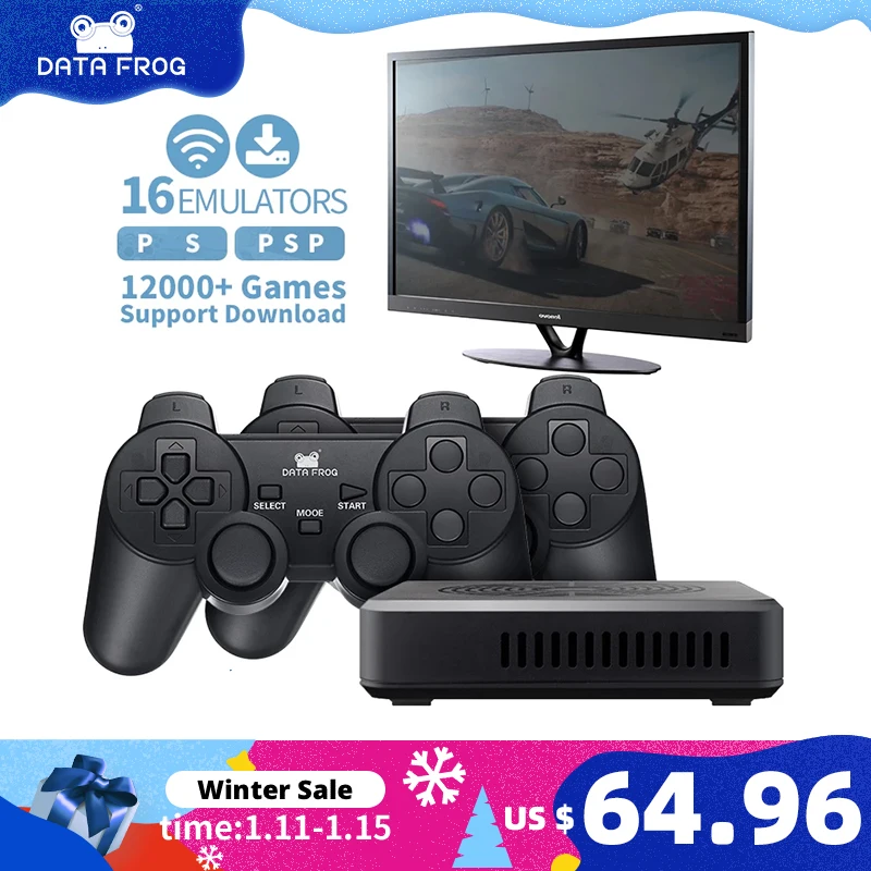 Ретро игровая консоль DATA FROG 3000 + классических игр 100 3D для PS1/PSP Wi Fi видеоигр с