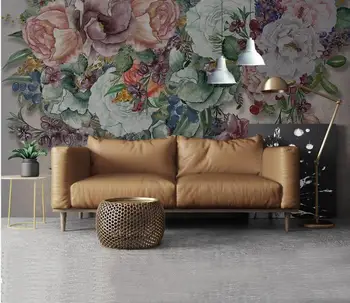 

Dark Vintage Flower Wall Mural for Bedroom 3d Photo Cloth Paper Wall Paper Papel De Parede Retro Floral Contact Paper Home Decor