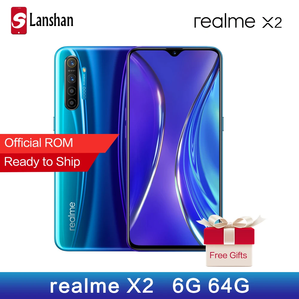 В наличии realme X2 X 2 AMOLED экран 6 4 ''мобильный телефон Snapdragon 730G 64MP Quad камера nfc OPPO VOOC