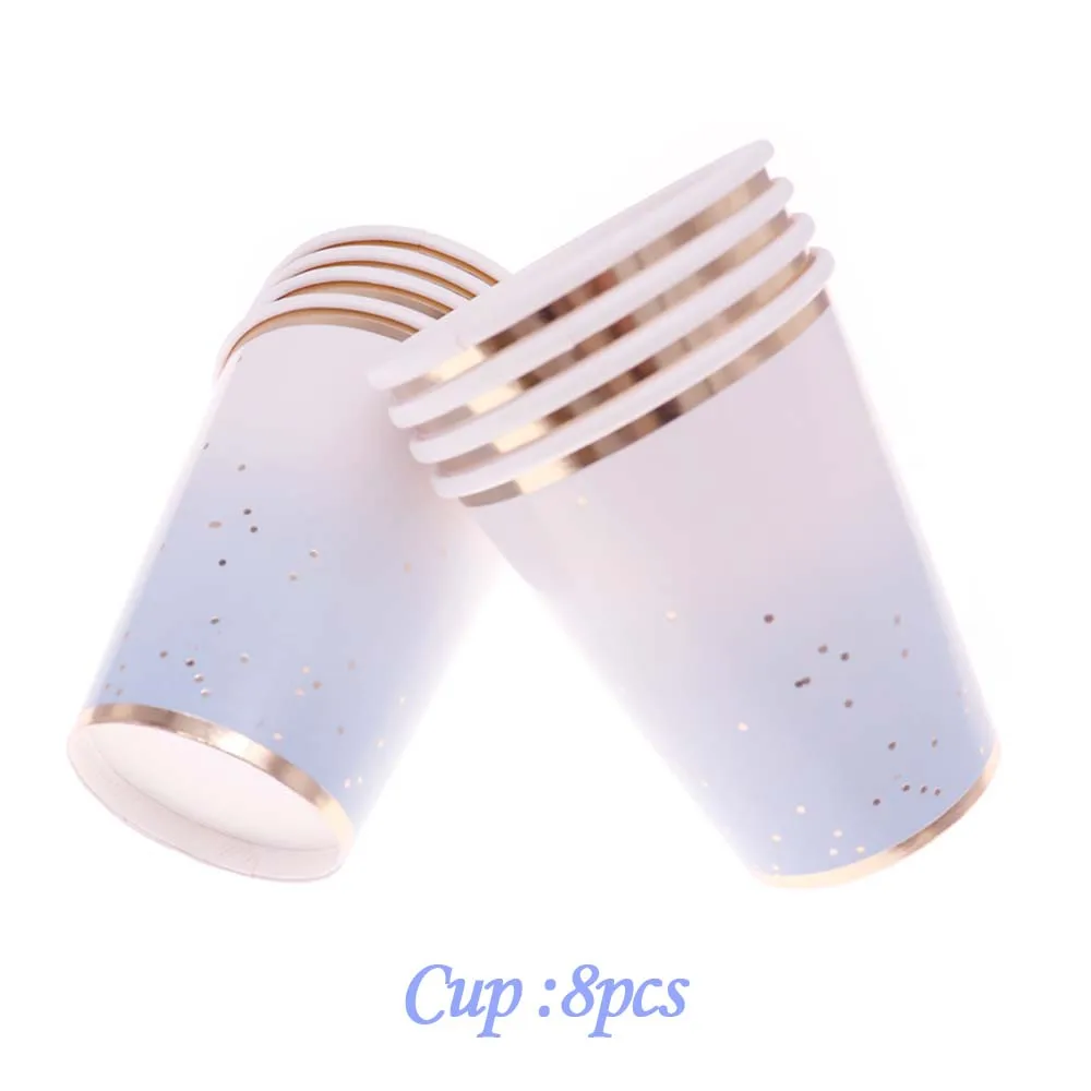 Cup8pcs 8 шт./партия Праздничная тарелка одноразовый Лед Крем лоток Детский День рождения Свадьба Рождество торт ручка маслостойкий бумажный лоток - Цвет: Cup8pcs