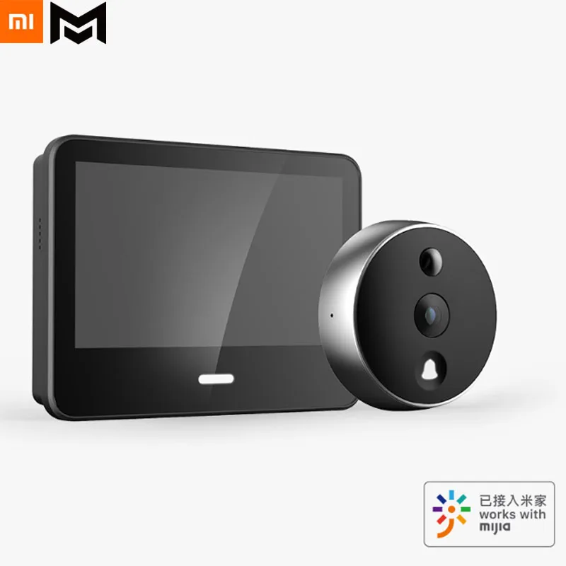 Xiaomo doorbell Xiaomi Xiaomo умный видео дверной звонок кошачий глаз HD ночного видения лица детектор двухсторонний домофон Аудио ЖК-дисплей работа с приложением Mijia - Цвет: Xiaomo doorbell