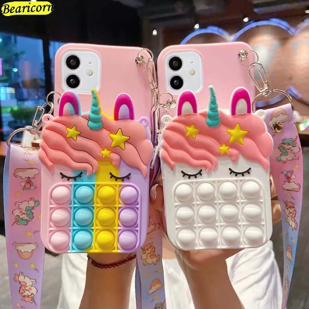 Portamonete Pop Case Per Xiaomi Redmi 4A 4X 5 5A 6A 7A 8 8A 9 9A 9I 9C 9T K20 K30I K30S K40 Pro Plus Unicorn Bubble Wallet Cover