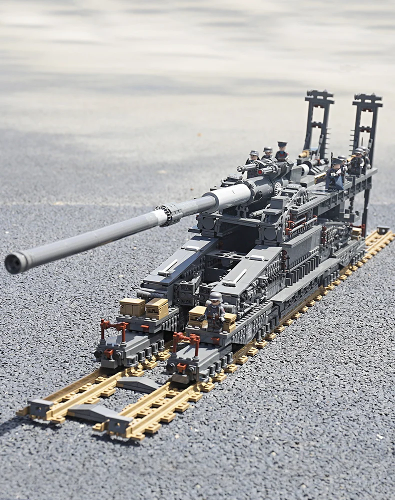 3846pcs Military Heavy Gustav/Dora 80cm Cannon E Railway GUN army Building Blocks Tank Soldier Bricks Toys