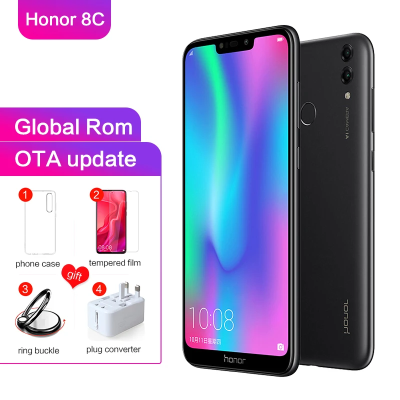 Honor 8C Global rom 4 Гб ОЗУ 128 Гб ПЗУ 6,26 дюймов полный экран восьмиядерный смартфон 4000 мАч 3 карты VoLTE Face ID Snapdragon 632