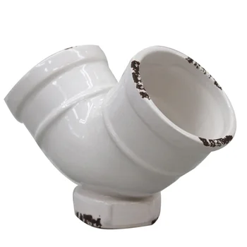 

Interesting Ceramic Small Vase Creative Water Pipe Shape Design Succulents Plant Small Vase Simple Flower Pot for Home Office