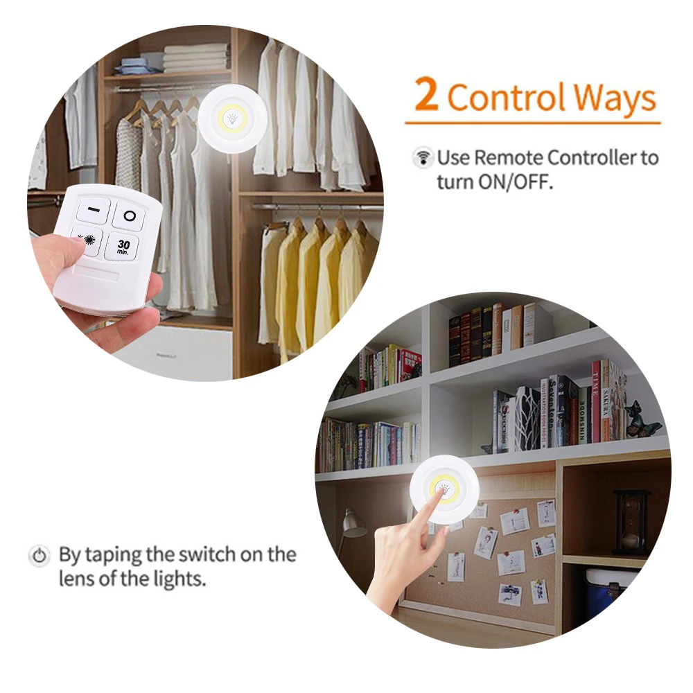Anpro Dimmable LED Closets Lights with Remote Control Operated COB LED Under Cabinet Light Wardrobe Kitchen Lighting Lamp