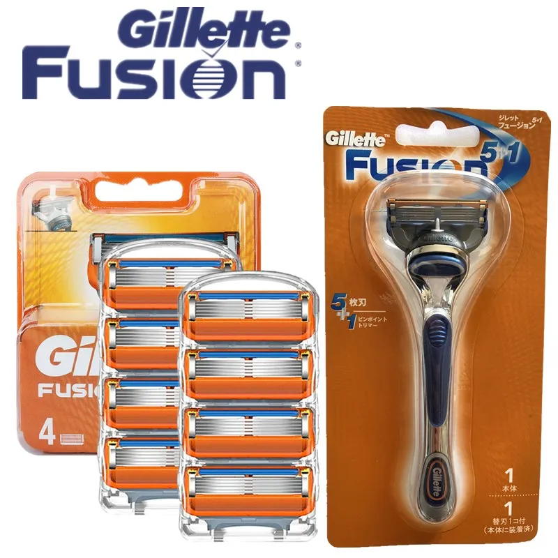 

Gillette Fusion 1pcs Holder with 9 Replaceable Cassettes Shaving Fusion Shaving Cartridge Fusion Removable Razor Blades for Men