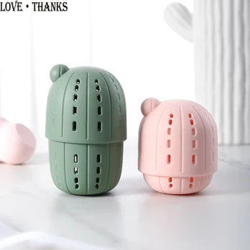 

5pcs Soft Silicone Cactus Sponge Puff Drying Holder Case Storage Box Cactus Shape Exclusive Makeup Sponge Puff Display Holder