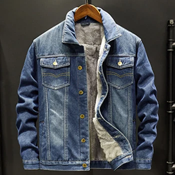 

Men Jackets Coat Winter Thick Fleece Jackets Mens Bomber Coats Brand Fashion Denim Jackets Male Slim Outwear chaqueta hombre D20