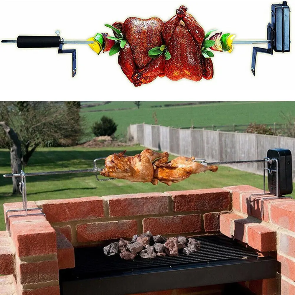 

Universal Grill Rotisserie Kit Complete BBQ Kit with Spit Rod Meat Fork Electric Motor DNJ998