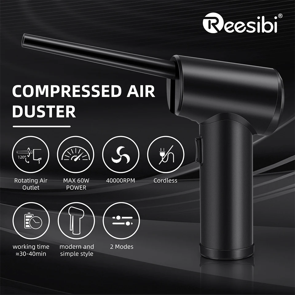 2-in-1 Cordless Electric Air Duster Blower Vacuum for Cleaning Computer Keyboard – 120 Degree Rotation, Replaces Canned Air Spray Cleaner Description Image.This Product Can Be Found With The Tag Names Computer cleaners, Computer Office, Electric air duster blower