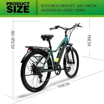 

Urban Electric Bicycle LANKELEISI 26 Inch 36V 400W 18AH High Quality Aluminum Alloy Full Suspension Bike Mountain City Ebike