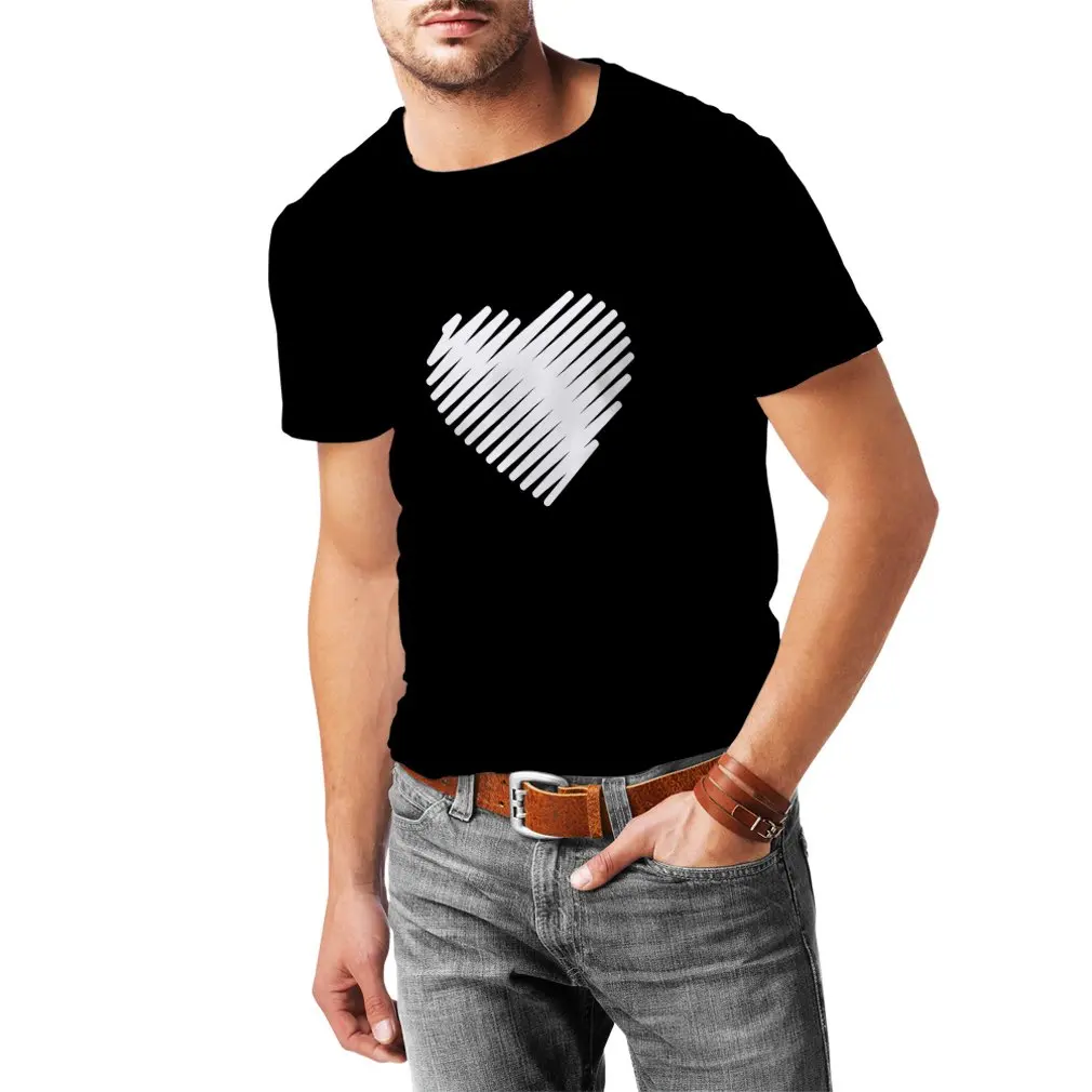 Футболки для мужчин стильные сердца я люблю тебя подарки День Святого Валентина