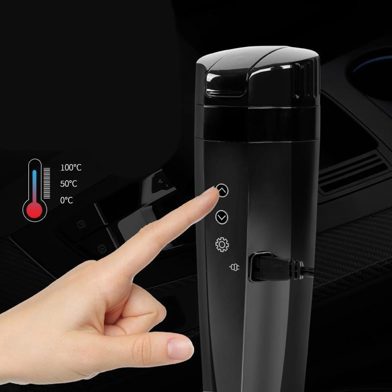 400ML Car Heating Cup Real-time Temperature 12V Heated water Mug Kettle Stainless Steel Travel Electric Coffee Cup With Cable