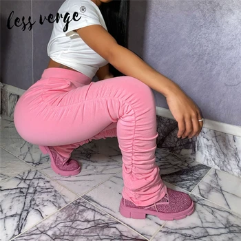 

Lessverge Plus Size New In Women Pants Mid Waist Ankle-Length Trousers Solid Color Pleated Pants Skinny Pants Casual Harem Pants