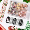 10 rolls/box Christmas nail foil transfer sticker decals snow sliders for nails art designs manicure snowflake decorations 1