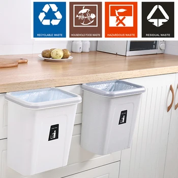 

Plastic Wall-Mounted Trash Can Garbage Can For Kitchen Cupboard With Automatic Return Lid Push-Top Waste Container A07