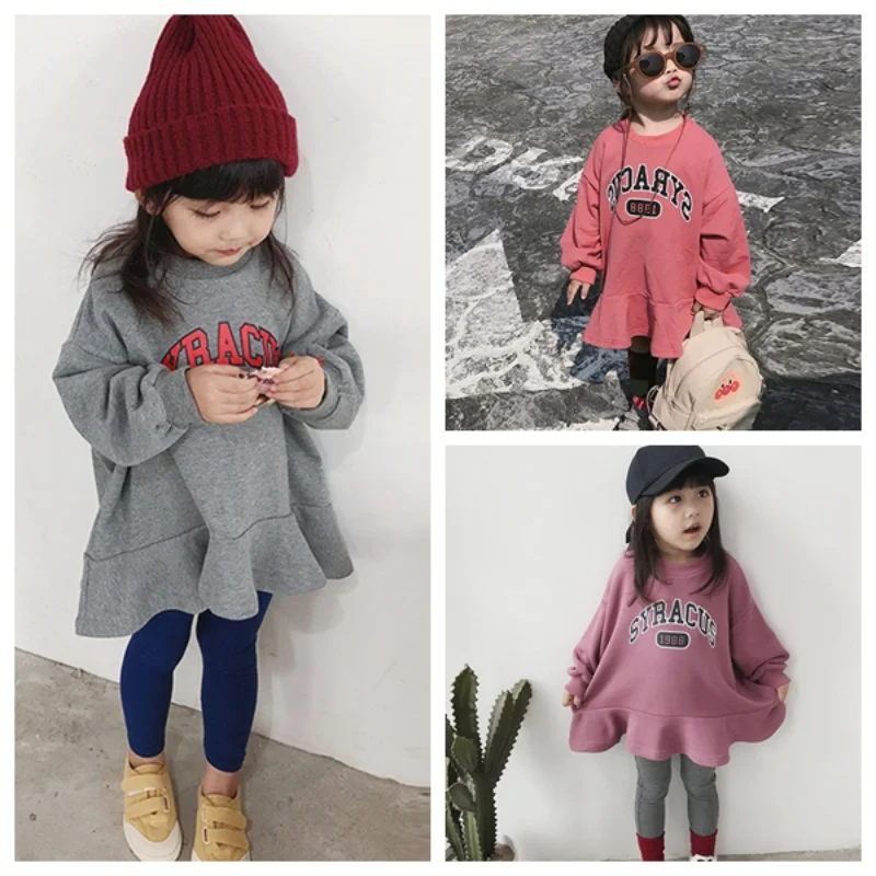 

Spring Autumn Sweatshirt Kids Baby Girls Cute Tops Kids Loose Letter Print Comfortable Sweatshirt Skirt Outerwear