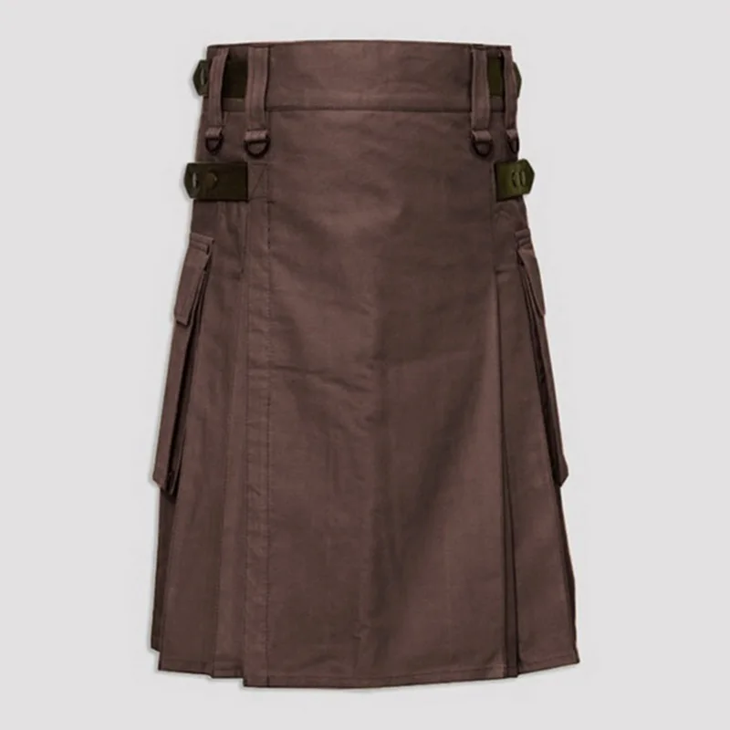 Puimentiua Scottish Mens Solid Classic Retro Traditional Plaid Medieval Cargo Personality Scottish Kilts Check Pattern Skirts