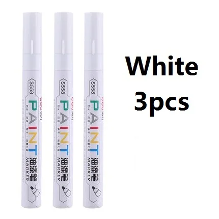 White 3PCS Цельнокроеное платье одна сторона круглый носок маркер белый Цвет постоянный масло Тип быстро сохнут для всех Материал Deli S558 - Цвет: White 3PCS
