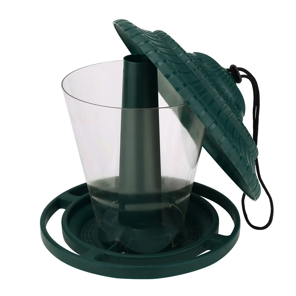 Зеленый кормушка для птиц пластиковый подвесной птичий корм контейнер открытый водонепроницаемый кормушка для птиц дистрибьютор товары для домашних животных садовое украшение