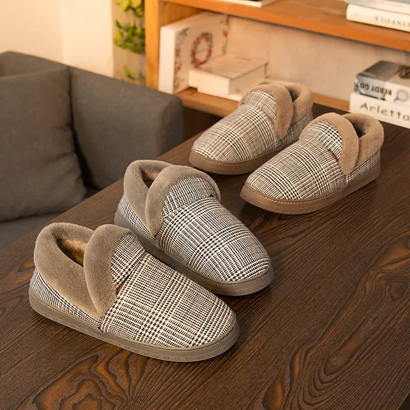 

Winter Cotton Slippers Men's Bag with Home Indoor Warm Cute Anti-slip Fur Slipper Soft-Sole Korean-style Autumn Women's Plush