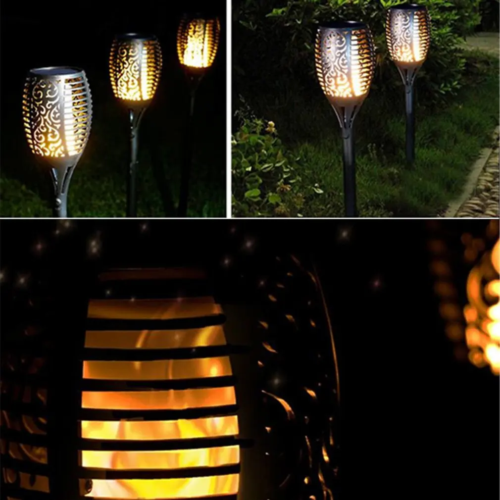  2pc 96 LED Outdoor Waterproof Flickering Flame Lamp Solar Torch Light Home Garden Decoration Fence  - 4000057320074
