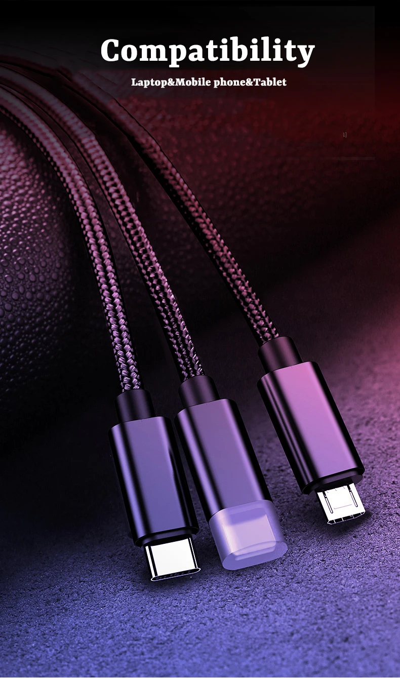 Кабель USB для iPhone X XS 8 7 6 cargador de carga de 3 en 1 кабель USB a Micro USB para Android USB typeC los кабели del telefon
