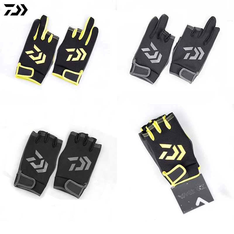 DAWA 3 или 5 нарезанные кожаные перчатки для рыбалки высокое качество противоскользящие рыболовные перчатки/уличные спортивные Нескользящие перчатки