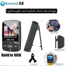 MP3 плеер, Bluetooth, 16 ГБ, клип, MP3, спорт, бег, экран 1,5, с поддержкой FM, Micro SD карта, MP3 музыкальный плеер, до 128 ГБ