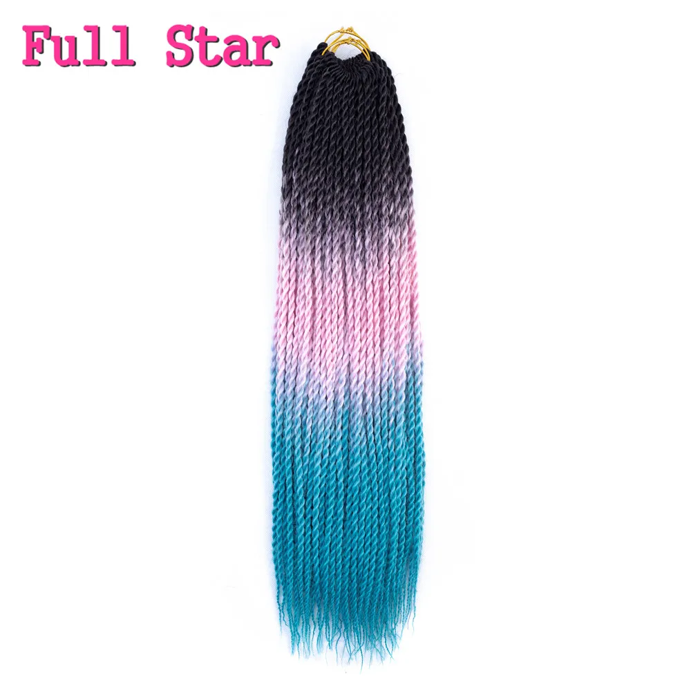 Полная звезда цвет Сенегальский Твист 1 упаковка 20 прядей вязанные волосы 20 дюймов Омбре крючком плетение Синтетические Черные Волосы для наращивания - Цвет: M#Фиолетовый