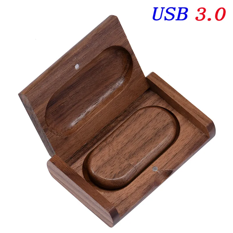 JASTER USB 3,0 деревянная овальная модель+ раскладушка коробка usb флэш-накопитель 4 ГБ 8 ГБ 16 ГБ 32 ГБ 64 ГБ Флешка видео карта памяти - Цвет: walnut wood