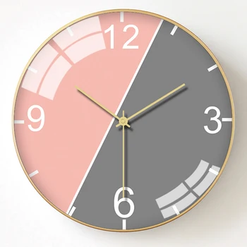 

Round Creative Nordic Wall Clock Metal Kitchen Living Room Kids Wall Watches Bedroom Orologio Parete Home Decoration KK50WC