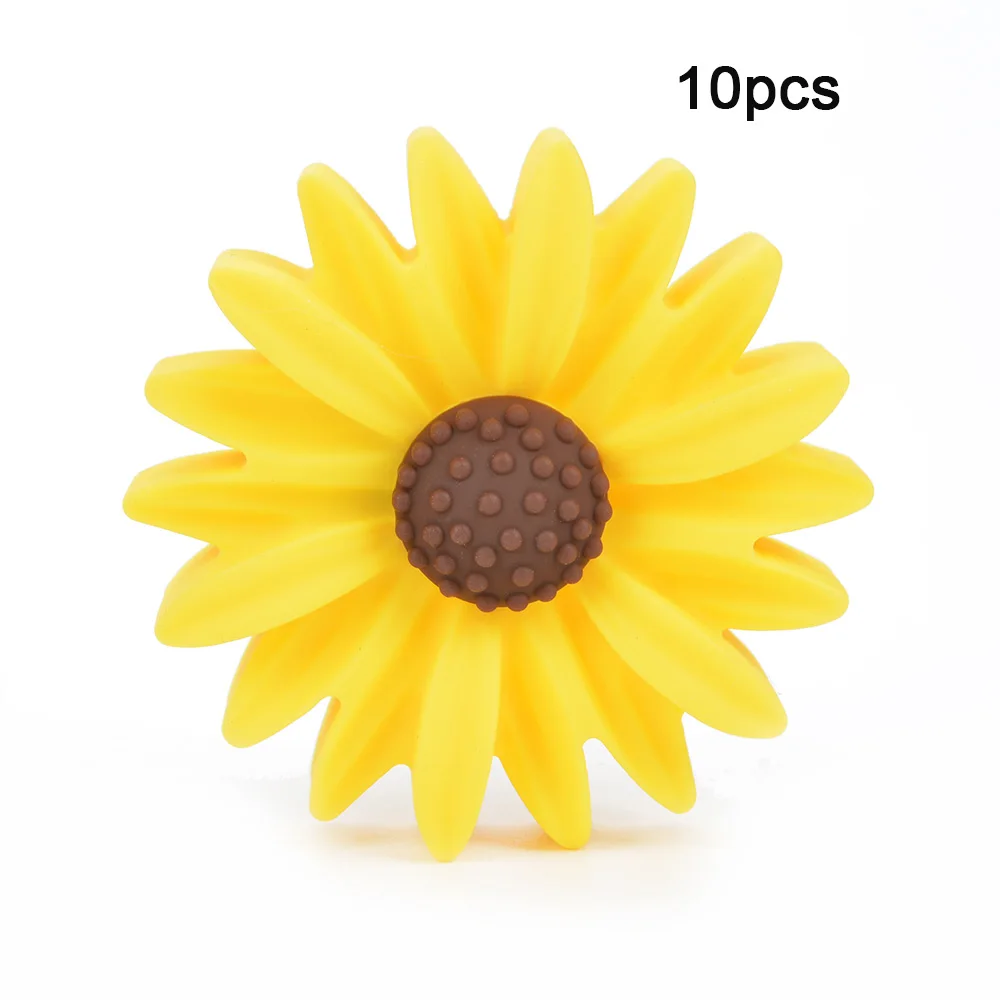 LOFCA 10pcs Baby Silicone Daisy Clip Baby Oral Care Pacifier Clip Holder baby silicone teether clip Pacifier Chain Accessories - Цвет: yellow