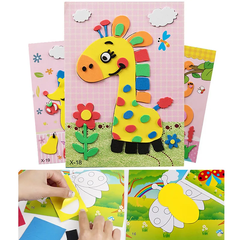 

Random 1pcs Pack Cartoon Animal 3D EVA Foam Stickers DIY Educational Toys Sticker Handmade Paste Painting Puzzle Art Kids Toys