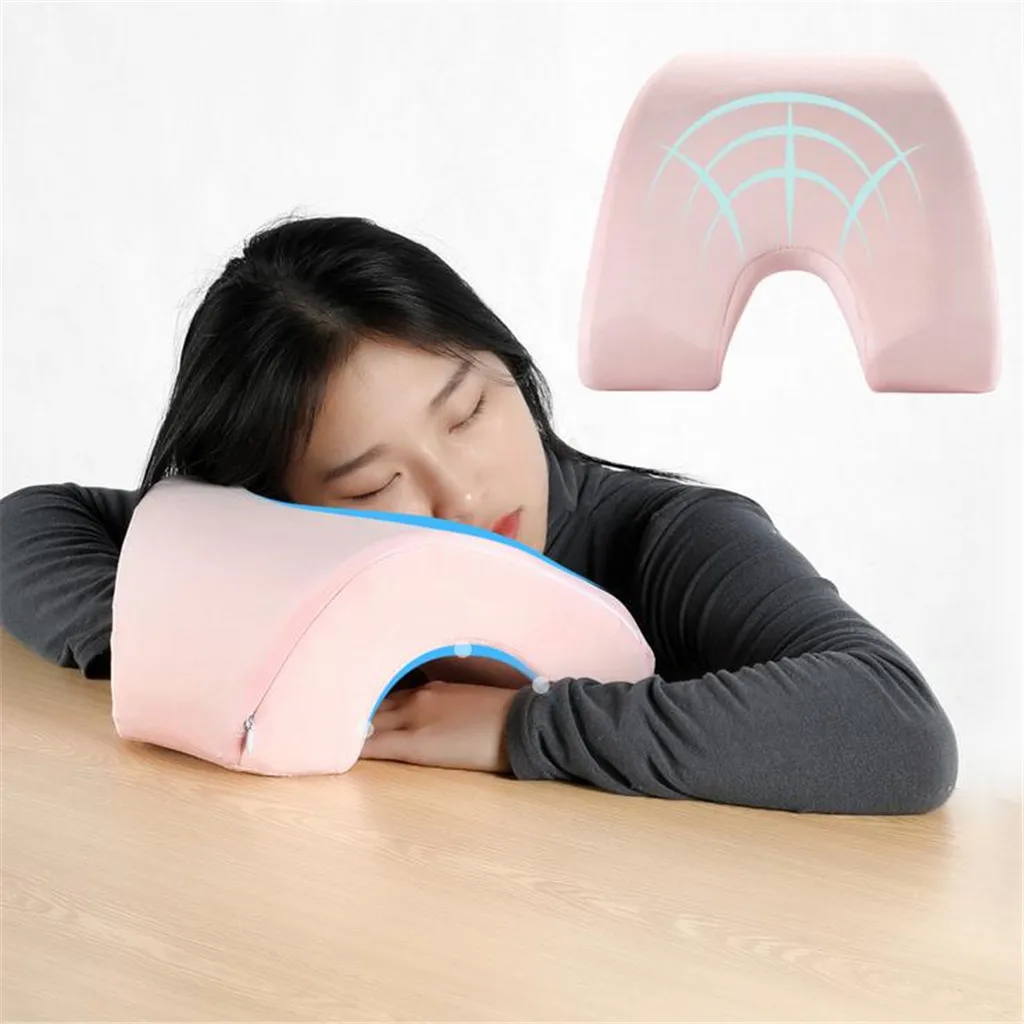 U-образный стол для сна, отдыха плюшевые полые подушки сиденья подголовник подушка лицевой стороной вниз Подушка для сна, управлением поддерживает с подлокотником