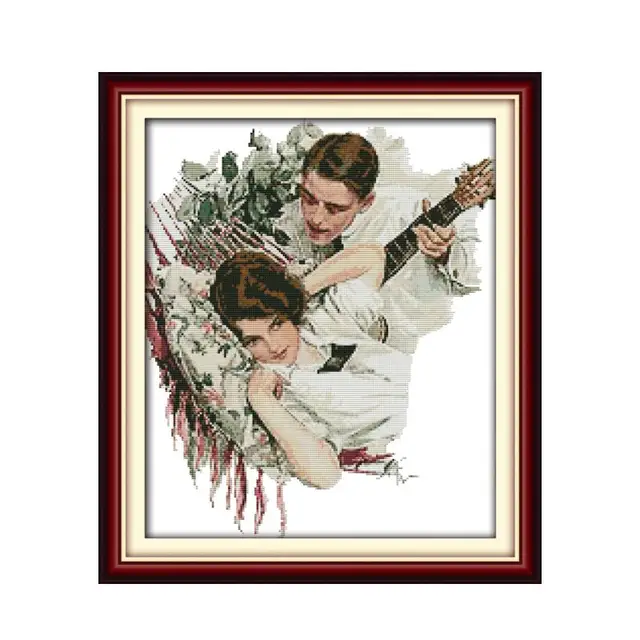 Sweet Couple Series Cross Stitch Kit 14ct 11ct Canvas Printing Embroidery Set DIY Needlework Home Decoration Painting Lover Gift R280
