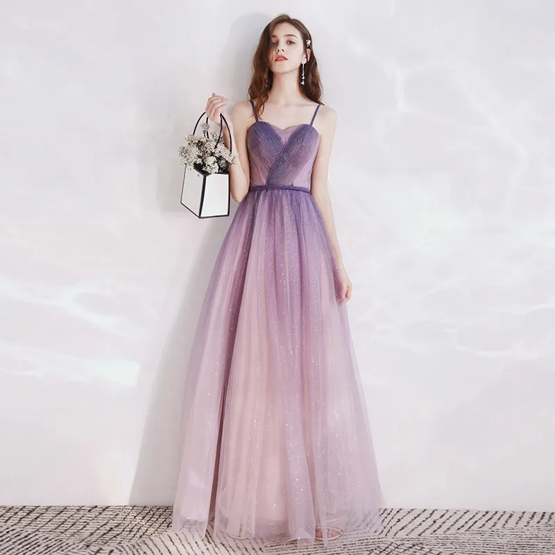 

Shining Long Evening Dresses 2020 New Arrival Tulle Lace-up Back Prom Party Gowns Floor Length for Elegant Woman Runway Pageant